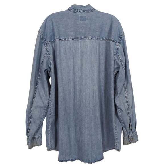 Vintage Levi’s Red Tab Denim Shirt Men’s L Distressed Button Front Long Sleeve - Picture 2 of 16